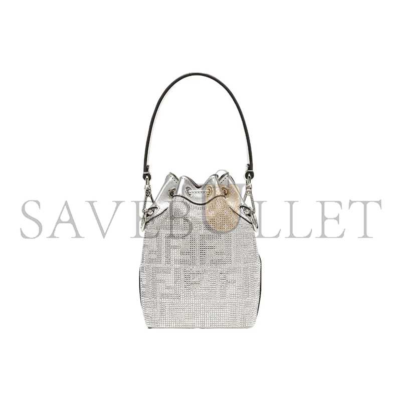 F**di leather bag with crystal ff motif in white 8bs010apkff1jsu (18*12*10m)